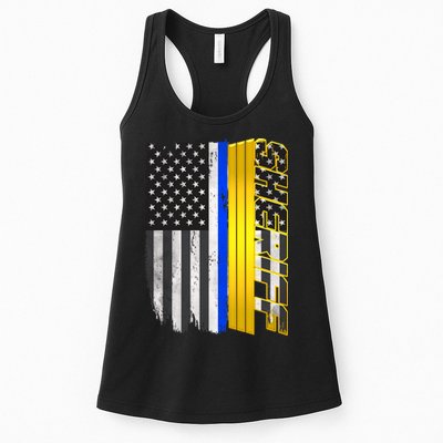 Sheriff Blue Thin Line Police Flag Womens Tank Top