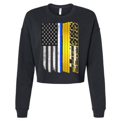 Sheriff Blue Thin Line Police Flag Cropped Pullover Crew