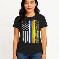 Sheriff Blue Thin Line Police Flag Womens T-Shirt