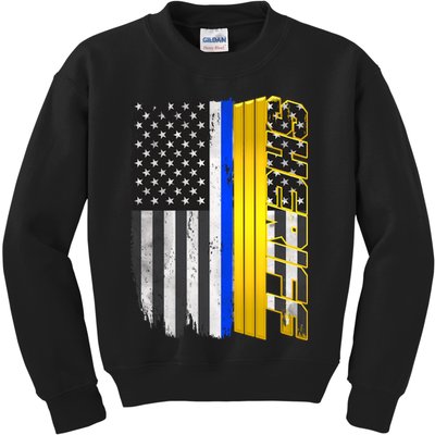 Sheriff Blue Thin Line Police Flag Kids Sweatshirt
