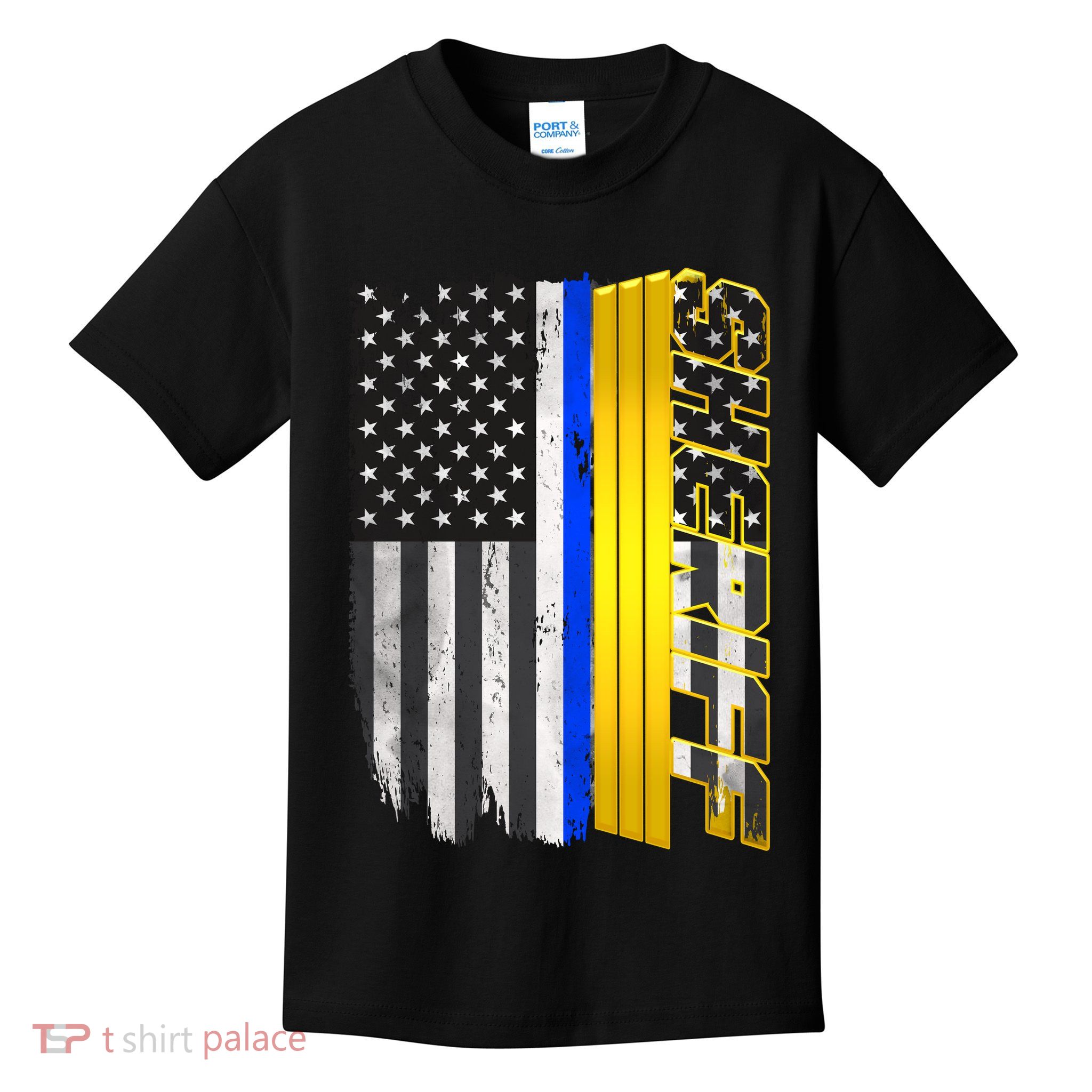 Sheriff Blue Thin Line Police Flag Kids T-Shirt