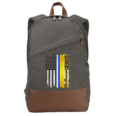 Sheriff Blue Thin Line Police Flag Cotton Canvas Backpack
