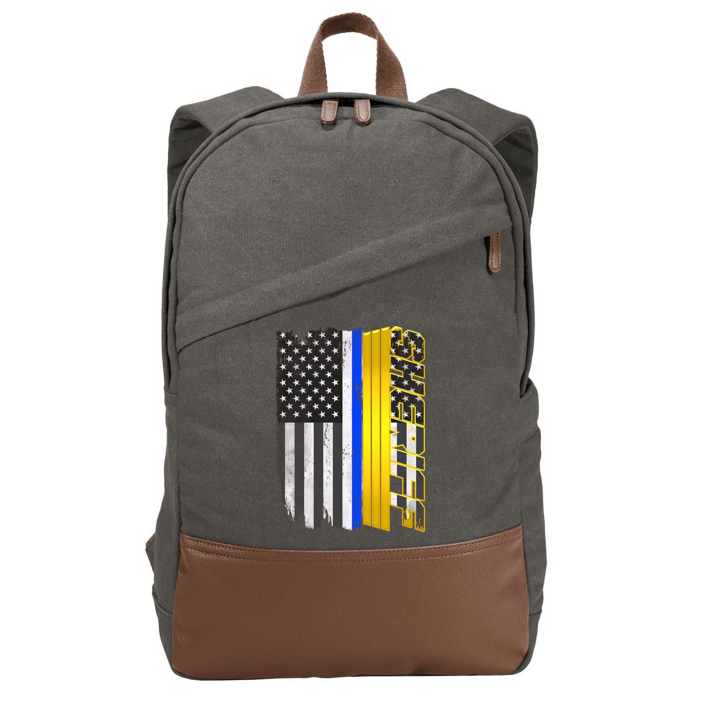 Sheriff Blue Thin Line Police Flag Cotton Canvas Backpack