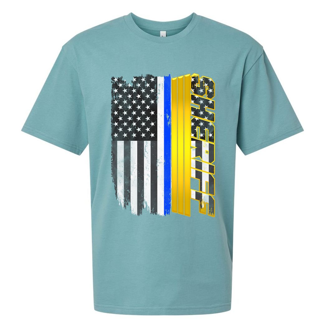 Sheriff Blue Thin Line Police Flag Sueded Cloud Jersey T-Shirt