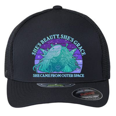 She's Beauty She's Grace She Came From Outer Space Flexfit Unipanel Trucker Cap