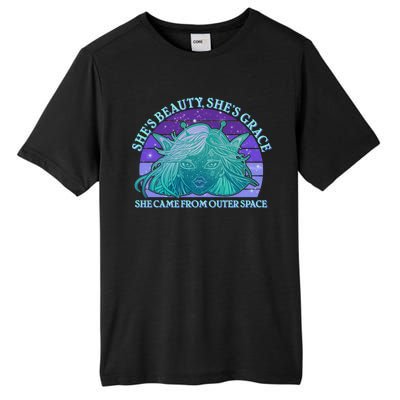 She's Beauty She's Grace She Came From Outer Space Tall Fusion ChromaSoft Performance T-Shirt