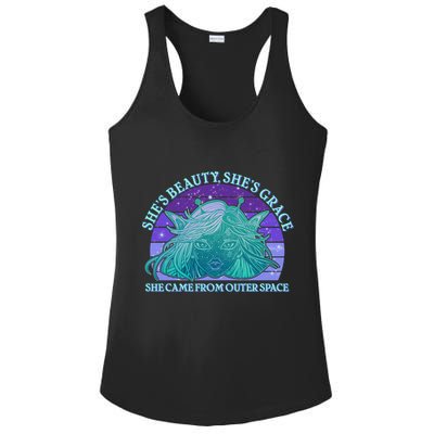 She's Beauty She's Grace She Came From Outer Space Ladies PosiCharge Competitor Racerback Tank