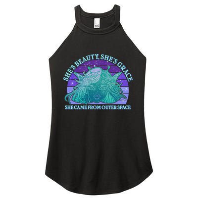 She's Beauty She's Grace She Came From Outer Space Women's Perfect Tri Rocker Tank