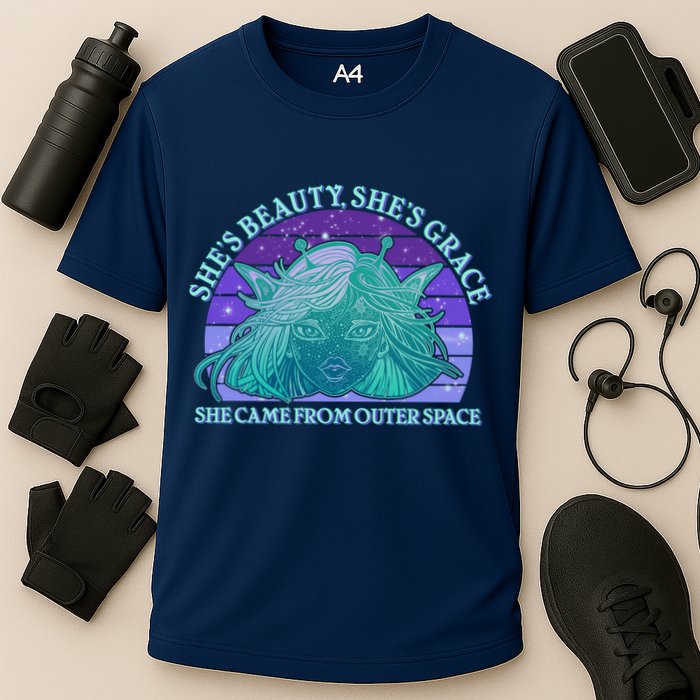 She's Beauty She's Grace She Came From Outer Space Cooling Performance Crew T-Shirt