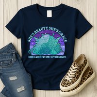 She's Beauty She's Grace She Came From Outer Space Womens T-Shirt