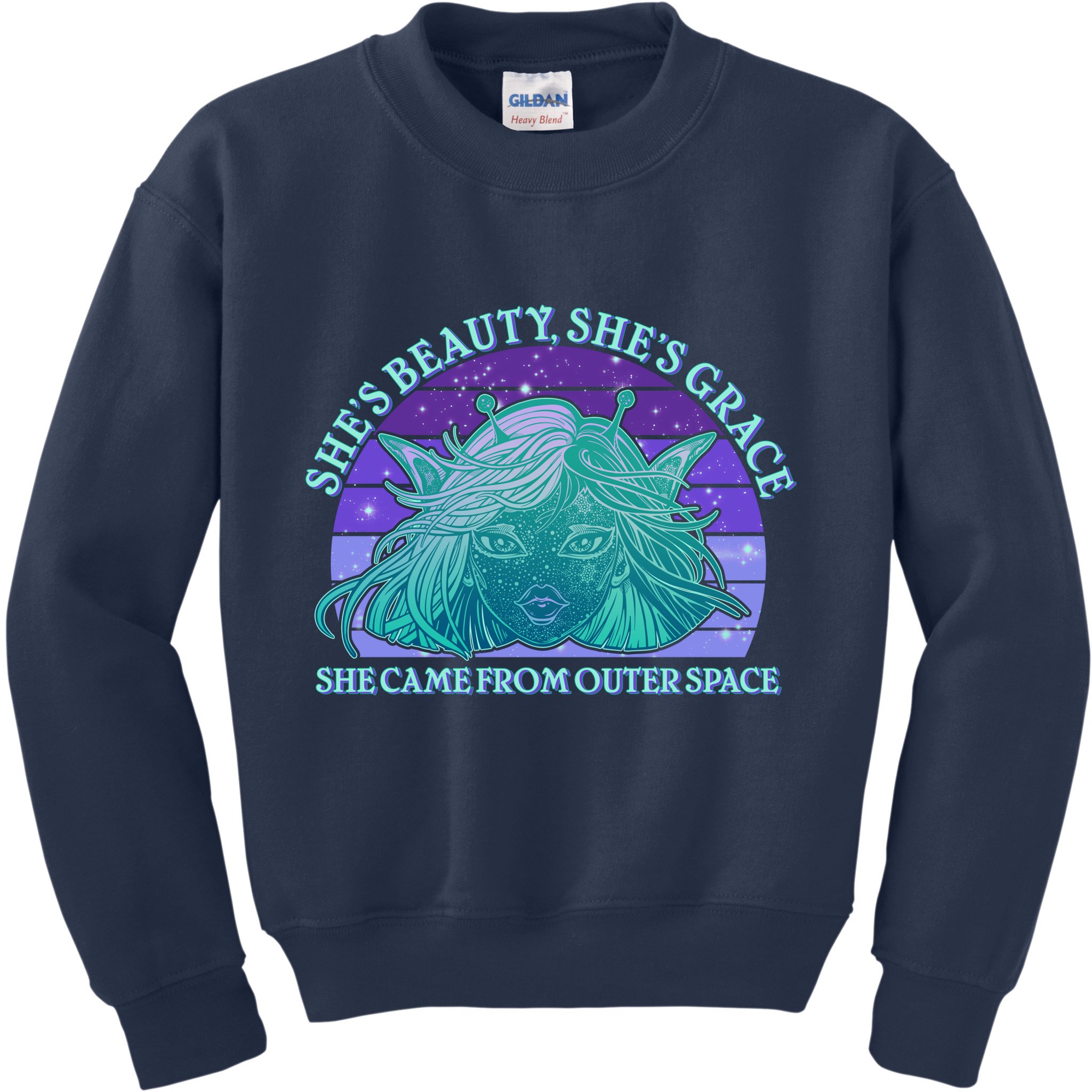 She's Beauty She's Grace She Came From Outer Space Kids Sweatshirt