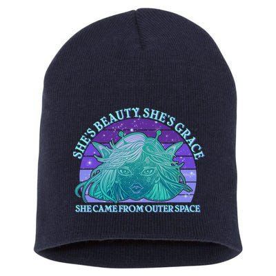 She's Beauty She's Grace She Came From Outer Space Short Acrylic Beanie