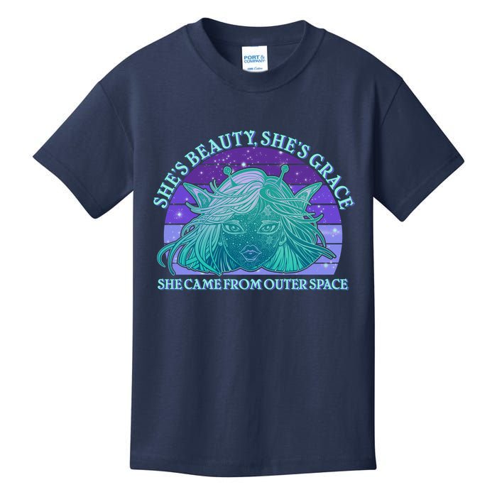 She's Beauty She's Grace She Came From Outer Space Kids T-Shirt