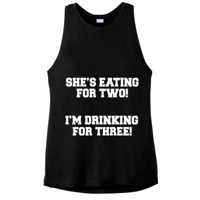 She's Eating For Two I'm Drinking For Three Ladies PosiCharge Tri-Blend Wicking Tank