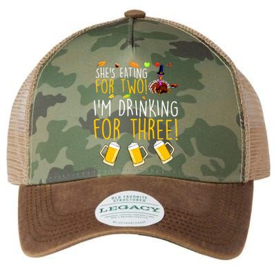 She's Eating for Two I'm Drinking for Three Thanksgiving  Legacy Tie Dye Trucker Hat