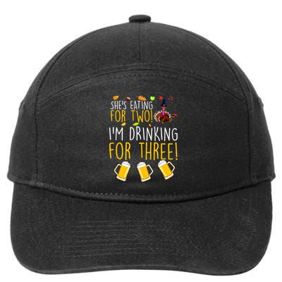 She's Eating for Two I'm Drinking for Three Thanksgiving  7-Panel Snapback Hat