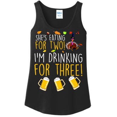 She's Eating for Two I'm Drinking for Three Thanksgiving  Ladies Essential Tank