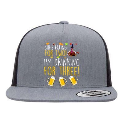 She's Eating for Two I'm Drinking for Three Thanksgiving  Flat Bill Trucker Hat