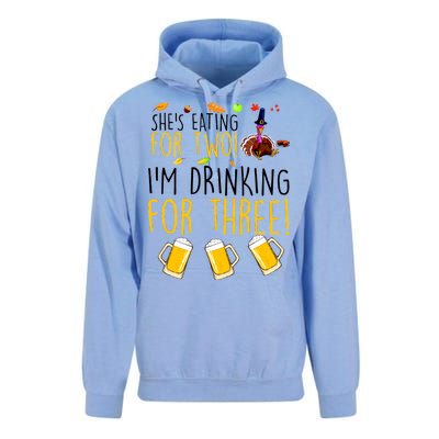 She's Eating for Two I'm Drinking for Three Thanksgiving  Unisex Surf Hoodie