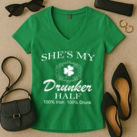 She's My Drunker Half Funny St. Patrick's Day Women's V-Neck T-Shirt