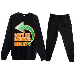 She's My Drunker Half Funny St. Patrick's Day Drinking Premium Crewneck Sweatsuit Set