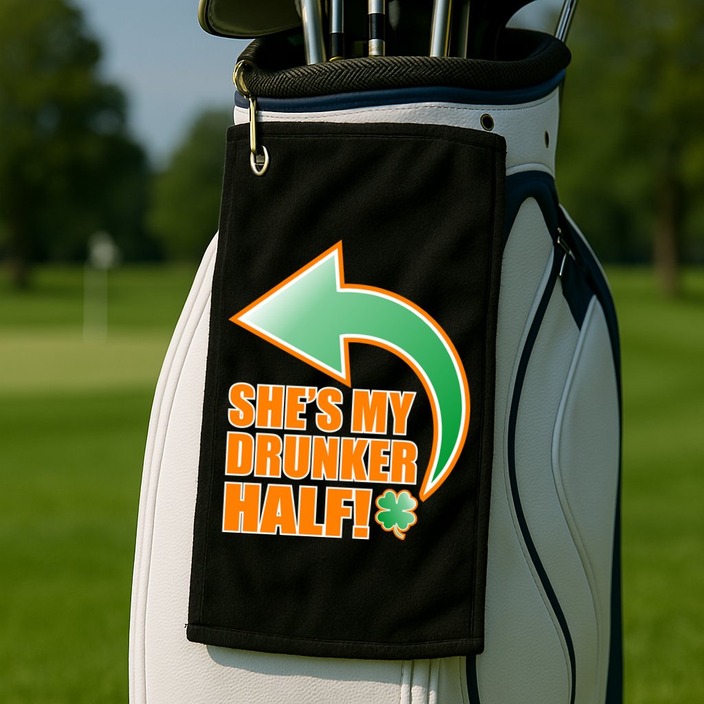 She's My Drunker Half Funny St. Patrick's Day Drinking Golf Towel
