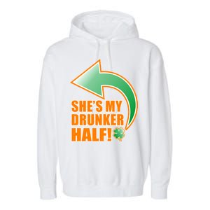 She's My Drunker Half Funny St. Patrick's Day Drinking Garment-Dyed Fleece Hoodie