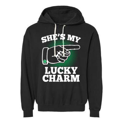 She's My Lucky Charm St Patrick's Day Matching Couples Garment-Dyed Fleece Hoodie