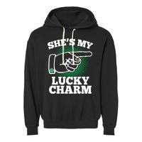She's My Lucky Charm St Patrick's Day Matching Couples Garment-Dyed Fleece Hoodie