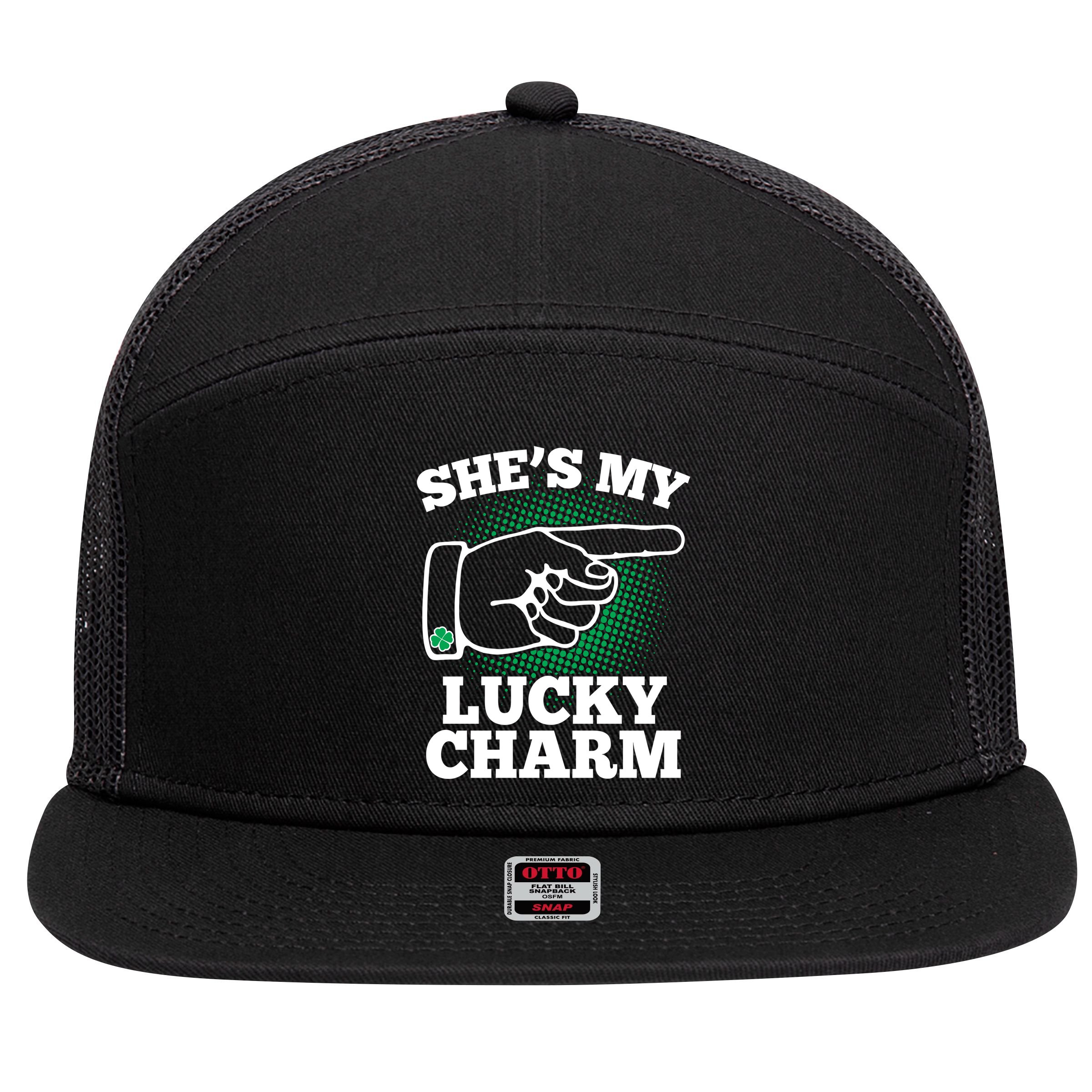 She's My Lucky Charm St Patrick's Day Matching Couples 7 Panel Mesh Trucker Snapback Hat