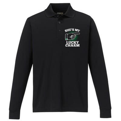 She's My Lucky Charm St Patrick's Day Matching Couples Performance Long Sleeve Polo