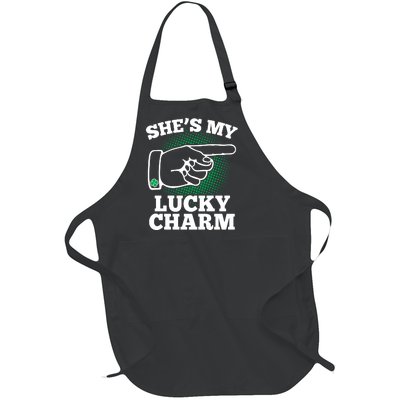 She's My Lucky Charm St Patrick's Day Matching Couples Full-Length Apron With Pockets