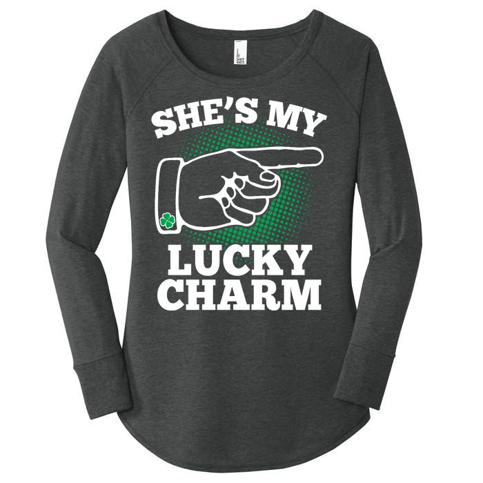 She's My Lucky Charm St Patrick's Day Matching Couples Women's Perfect Tri Tunic Long Sleeve Shirt