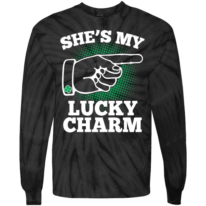 She's My Lucky Charm St Patrick's Day Matching Couples Tie-Dye Long Sleeve Shirt