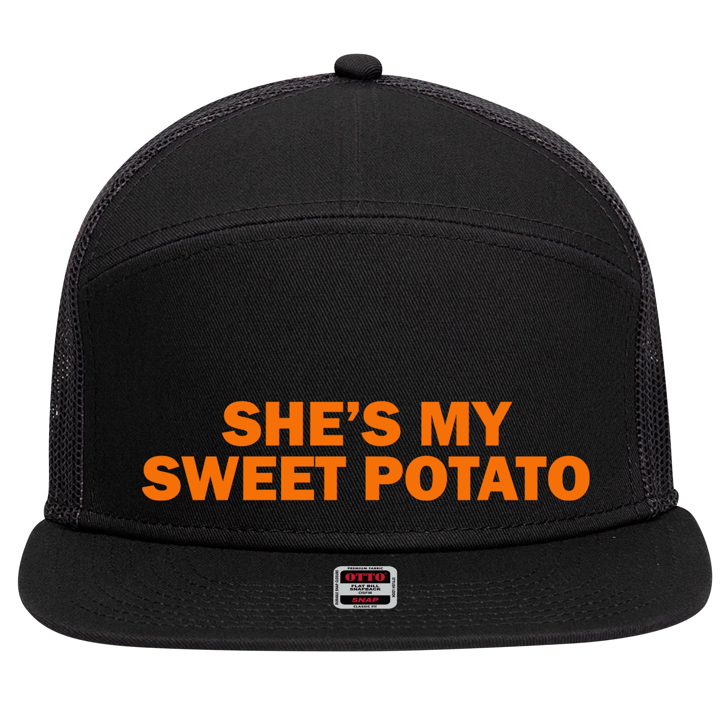 She's My Sweet Potato Matching Couples 7 Panel Mesh Trucker Snapback Hat