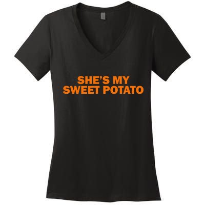 She's My Sweet Potato Matching Couples Women's V-Neck T-Shirt