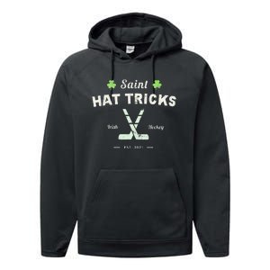 SAINT HATRICKS Funny St Patrick's Day Irish Hockey Club Performance Fleece Hoodie