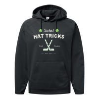 SAINT HATRICKS Funny St Patrick's Day Irish Hockey Club Performance Fleece Hoodie