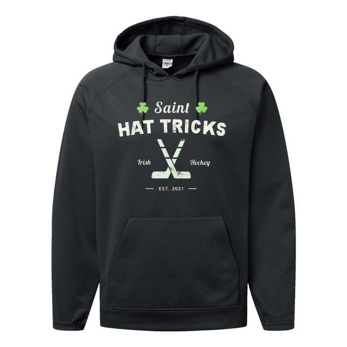 SAINT HATRICKS Funny St Patrick's Day Irish Hockey Club Performance Fleece Hoodie