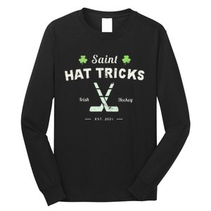 SAINT HATRICKS Funny St Patrick's Day Irish Hockey Club Long Sleeve Shirt