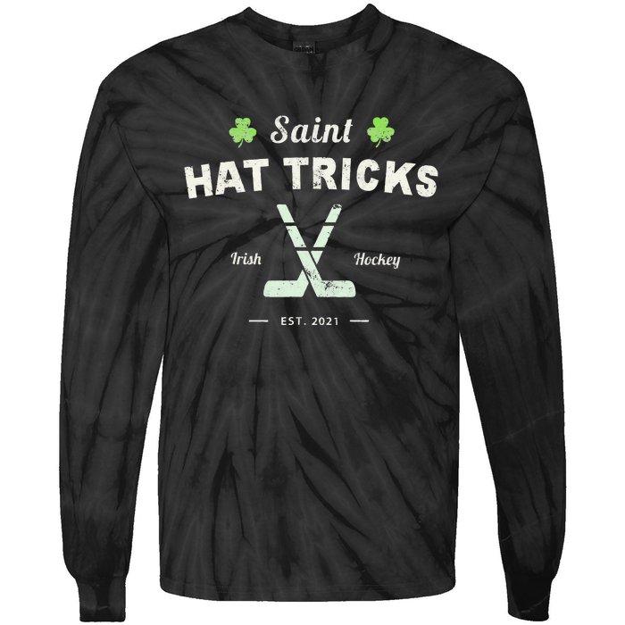 SAINT HATRICKS Funny St Patrick's Day Irish Hockey Club Tie-Dye Long Sleeve Shirt