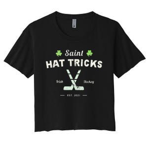 SAINT HATRICKS Funny St Patrick's Day Irish Hockey Club Women's Crop Top Tee