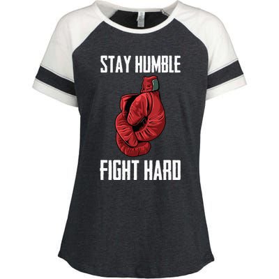 Stay Humble Fight Hard Boxing Gloves Boxer Enza Ladies Jersey Colorblock Tee