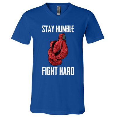 Stay Humble Fight Hard Boxing Gloves Boxer V-Neck T-Shirt