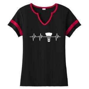 Shuttlecock Heartbeat Funny Badminton Player Ladies Halftime Notch Neck Tee