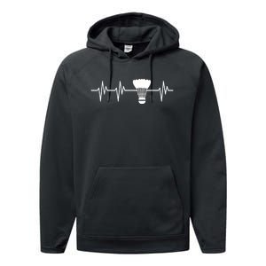 Shuttlecock Heartbeat Funny Badminton Player Performance Fleece Hoodie