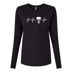 Shuttlecock Heartbeat Funny Badminton Player Womens Cotton Relaxed Long Sleeve T-Shirt