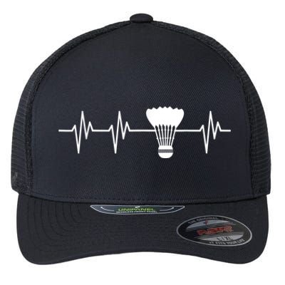 Shuttlecock Heartbeat Funny Badminton Player Flexfit Unipanel Trucker Cap