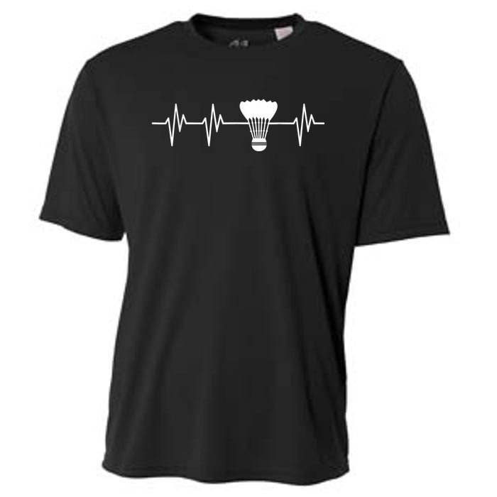 Shuttlecock Heartbeat Funny Badminton Player Cooling Performance Crew T-Shirt