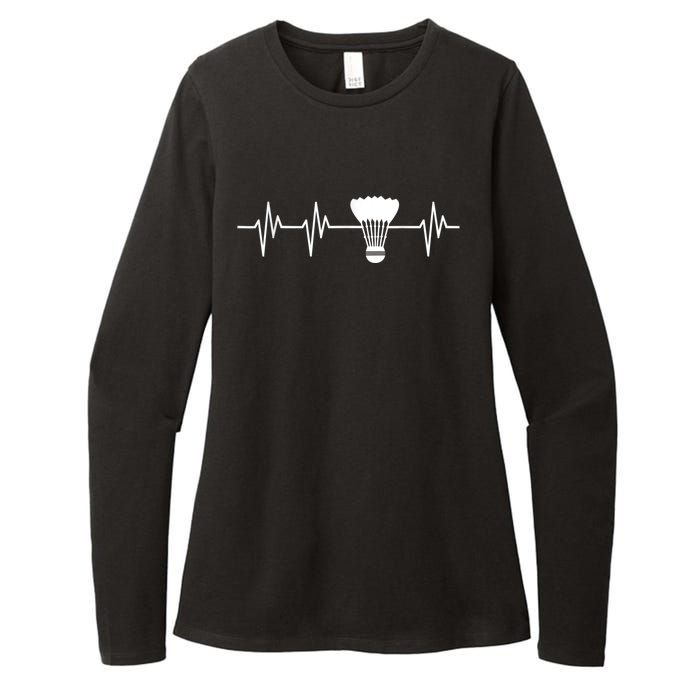 Shuttlecock Heartbeat Funny Badminton Player Womens CVC Long Sleeve Shirt